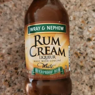 a bottle of rum cream