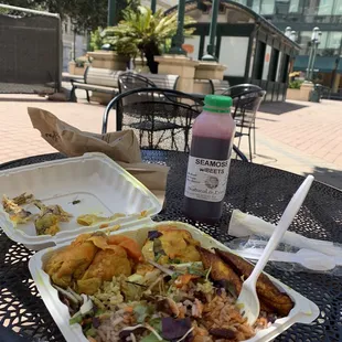 With the bones you can see a yellow jacket trying to share my meal, he has good taste! Curry Chicken