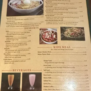 2024 menu of rices, desserts, beverages, etc.