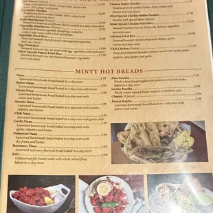 2024 menu of Indo-Chinese, breads, etc.