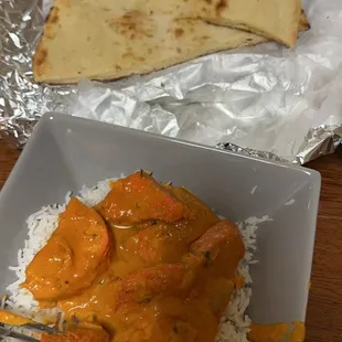 Chicken Tikka Masala, basmati rice, Butter Naan