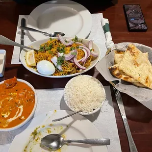 a variety of dishes on a table