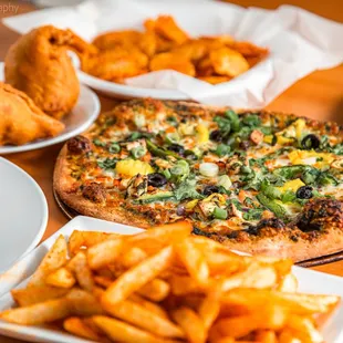 a variety of food on a table