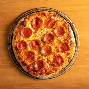 pepperoni on a pizza pan