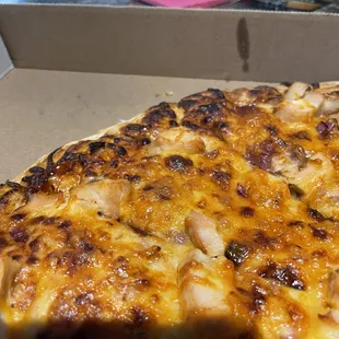 Dry and yet limp, bland BBQ Chicken Pizza.