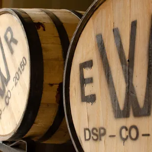 two barrels on a shelf