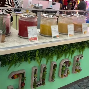 a variety of drinks on display