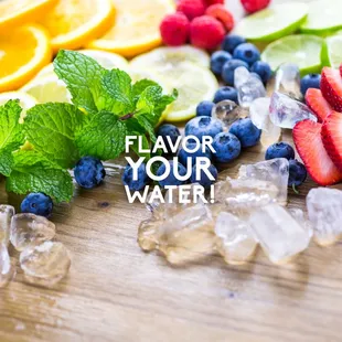 a variety of fruits and ice cubes