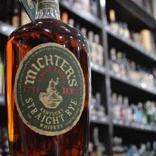 a bottle on a bar counter