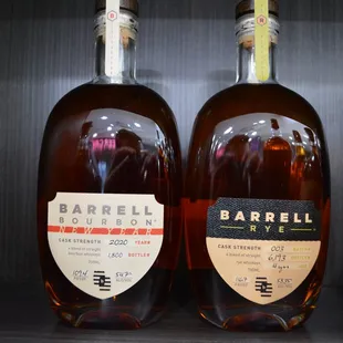 two bottles of barrelll bourbon