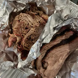 Pulled pork and brisket
