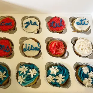 Vegan coconut cashew vanilla cupcakes with green card celebration theme