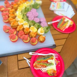 Natural dye rainbow vanilla strawberry cake