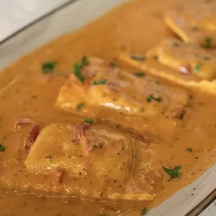 Some of the most delicious lobster ravioli in pink sauce ‍