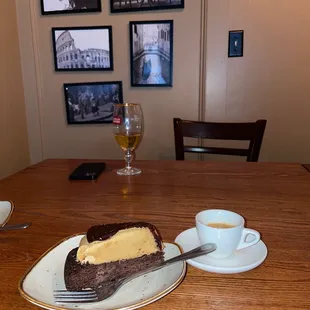 a piece of cake and a cup of coffee