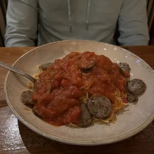 Spaghetti with Italian sausage