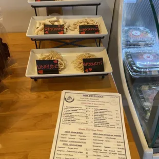 Pasta shapes and menu