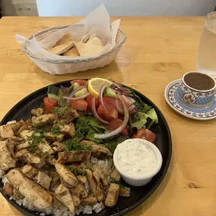 Gyro platter and Turkish coffee