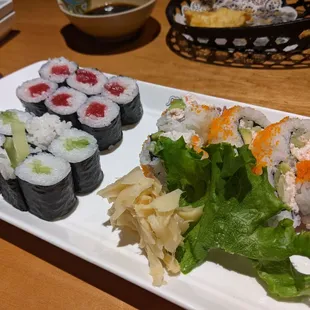 Roll combo: California, tuna, cucumber