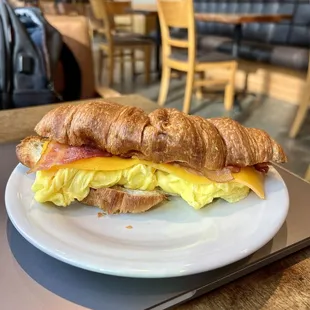 Bacon, Egg &amp; Cheese Croissant Breakfast Sandwich $7.25 + $.50 egg supplement charge