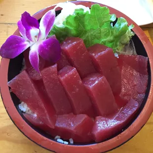Tekka Donburi. Huge cuts of sashimi!
