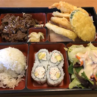 10. Beef Teriyaki, California Roll and Tempura Lunch