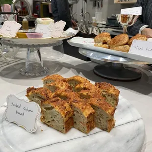 a variety of pastries on display