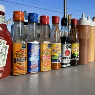 Salsa, hot sauce and ketchup