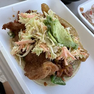Tacotote with marlin, fried shrimp and fried fish - this was delicious
