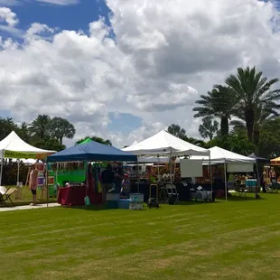 a variety of tents and tables