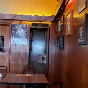 a table and chairs in a restaurant