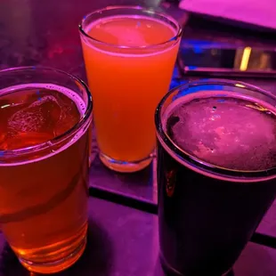three glasses of beer