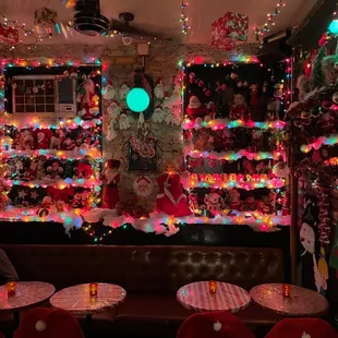 a christmas display in a restaurant