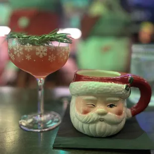 Christmopolitan (left) Hot Buttered Rum (right)