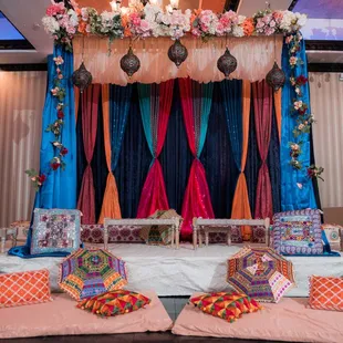 Bay Area Indian Wedding Decorations - Pre-Wedding Event, Mehndi &amp; Sangeet Decor in Sacramento