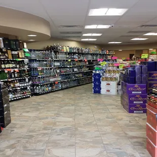 the inside of a liquor store