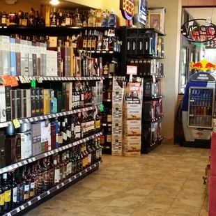 the inside of a liquor store