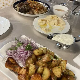 chicken kebab and "french fries"