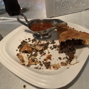 My fiancé was starving so he ate this, I thought it was dry and like eating plain hamburger meat.