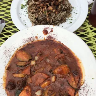 Vegetarian kalaya and mujadara