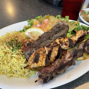 Kabob trio- Lamb, chicken, steak