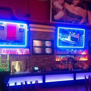 a bar with neon lights