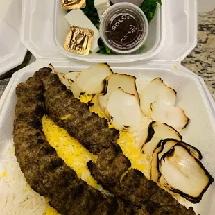 Sep 21 - Take out Koobideh meal - sub onion for tomato + extra sumax. $18 - DELICIOUS 5/5.