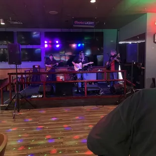 House band warming up the Last Monday of the Month Blues Jam with Kirby Velarde