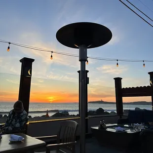 Outside patio at sunset