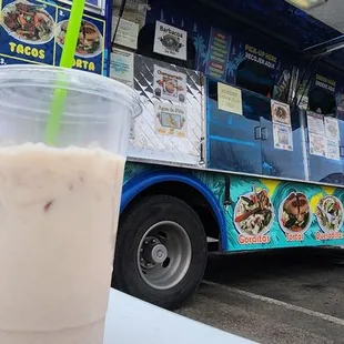 Horchata and the food truck. Waiting for my order.