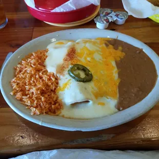 Spinach and chicken enchilada!