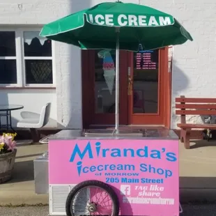 Miranda's mobile icecream cart is available for events. Will surely bring smiles to your guests at any gathering. 
Contact us for details