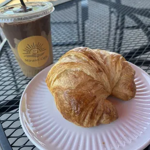 Croissant and iced Nutella latte