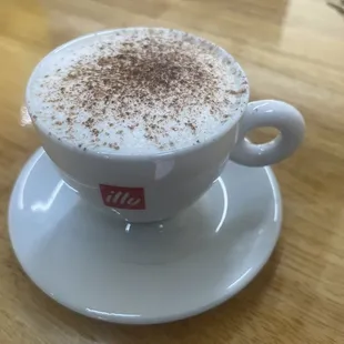 a cappuccino on a saucer